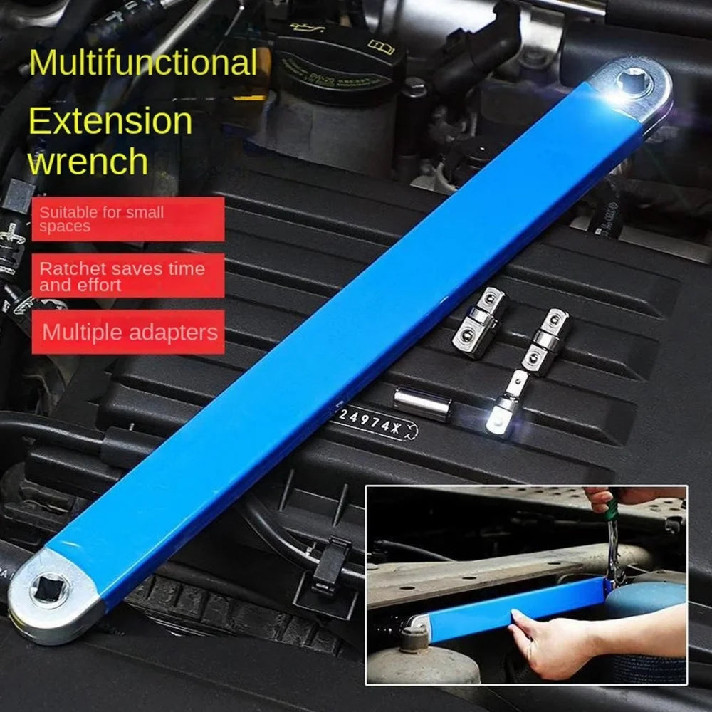 Universal Ratchet Wrench Extension Bar Set Offset Adapter Connector with Multi Size Square Drive for Car Repair Tools